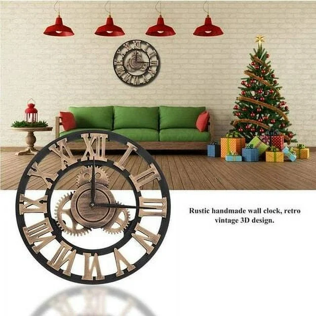 Stiv Classic Vintage Wooden Silent Wall Clock - Image 3